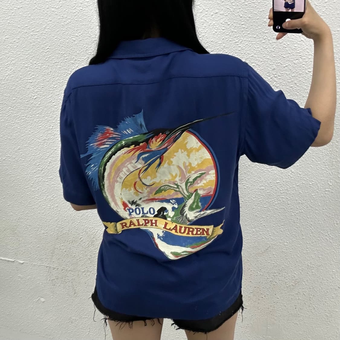 폴로 랄프로렌 피쉬 블루 카라 코튼셔츠 S 상품이미지2