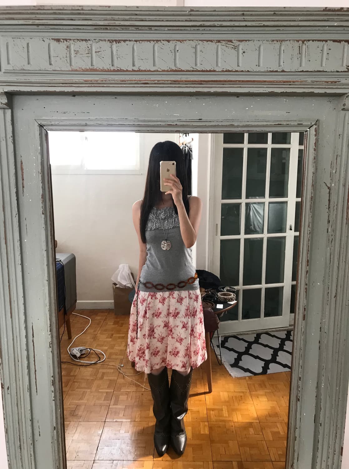 vintage pink pattern skirt (26inch) 상품이미지2