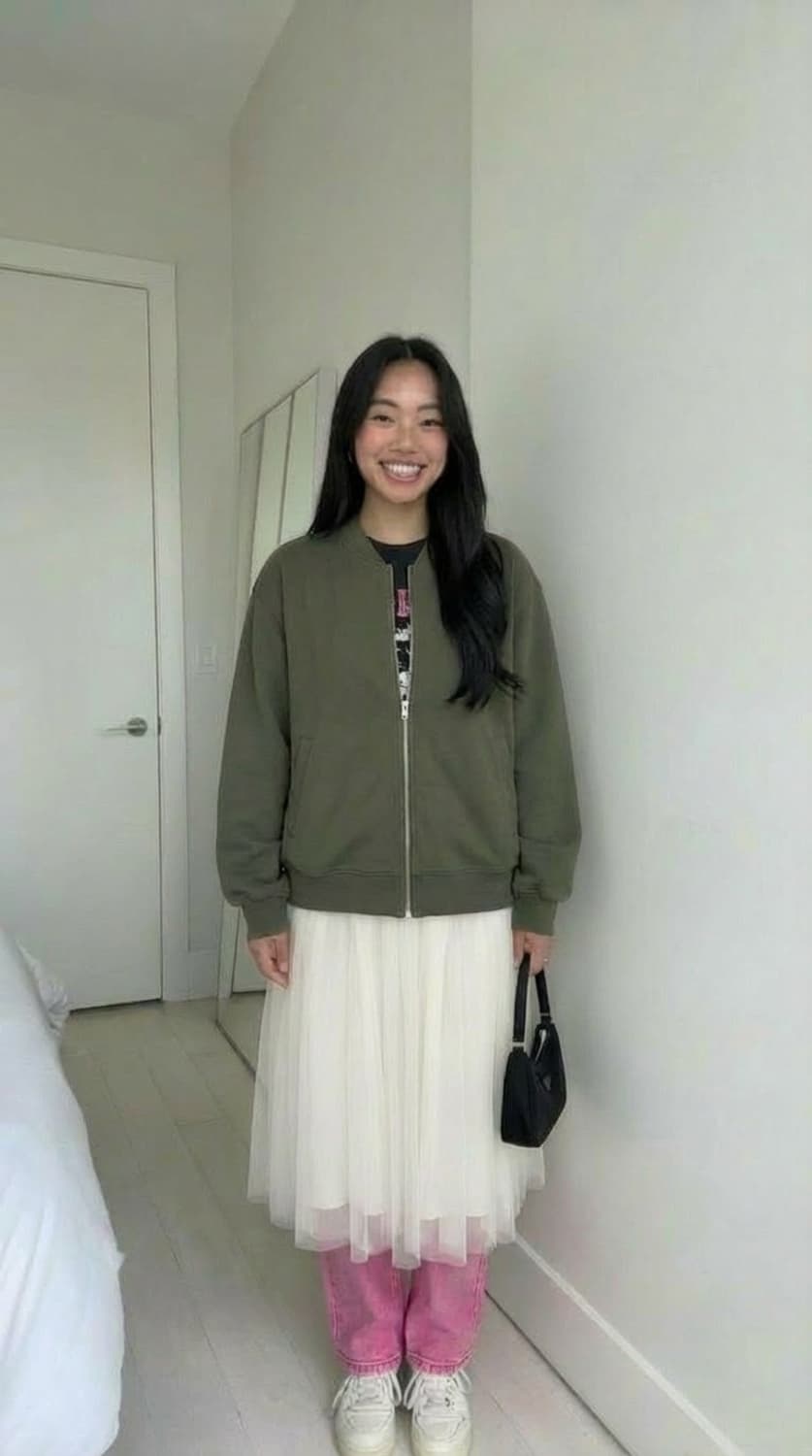 ( 레어) 수언더커버 18ss 카키 자켓 도킹나일론 스커트 상품이미지1