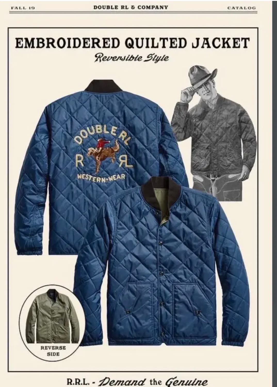 rrl 웨스턴 퀄팅자켓 m 상품이미지1