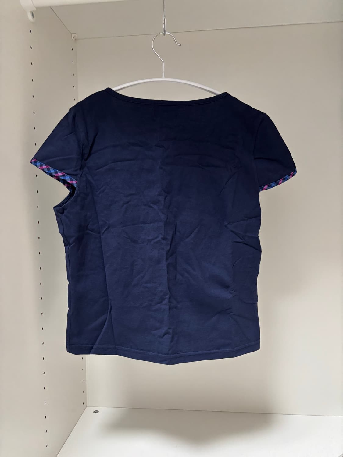 NOCONTENT 노컨텐츠 체크 슬리브 티 네이비 반팔 티셔츠 모리걸 상품이미지2