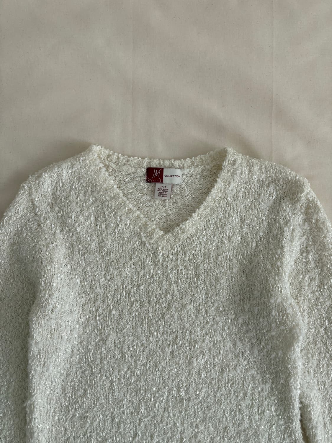 vintage ivory boucle v-neck sweater  상품이미지3