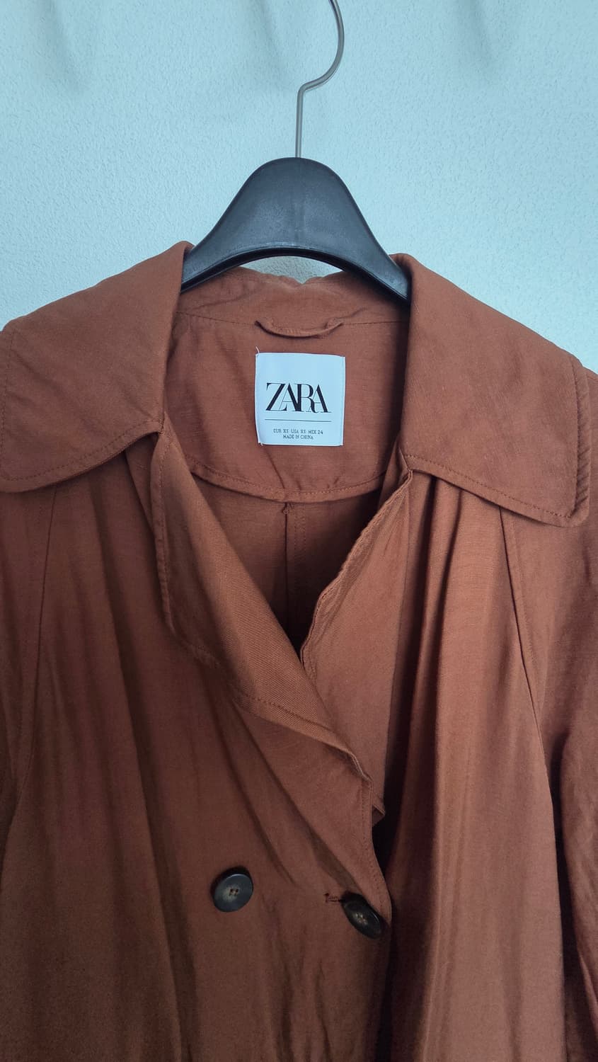XS) ZARA 브라운 롱 트렌치 오버핏 코트 상품이미지2