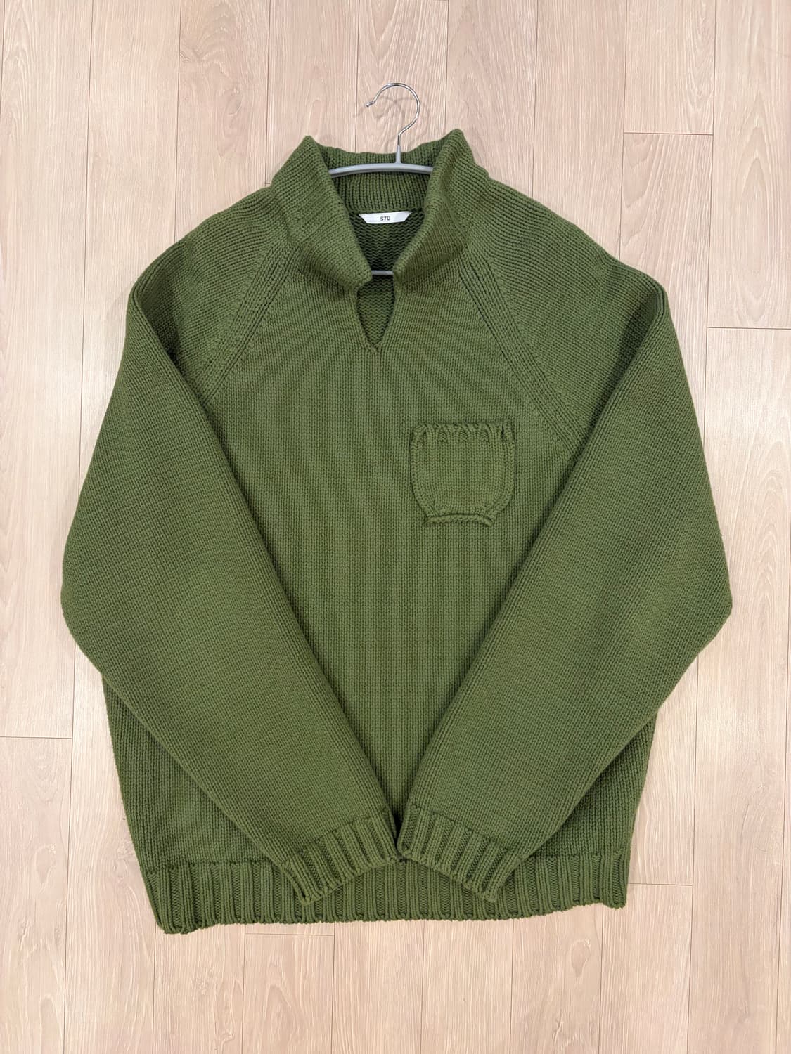 STU 카라 니트 그린 L 상품이미지1