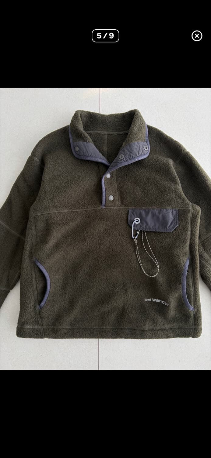 앤드원더 And Wander 울 후리스 풀오버 카키 WS 상품이미지3