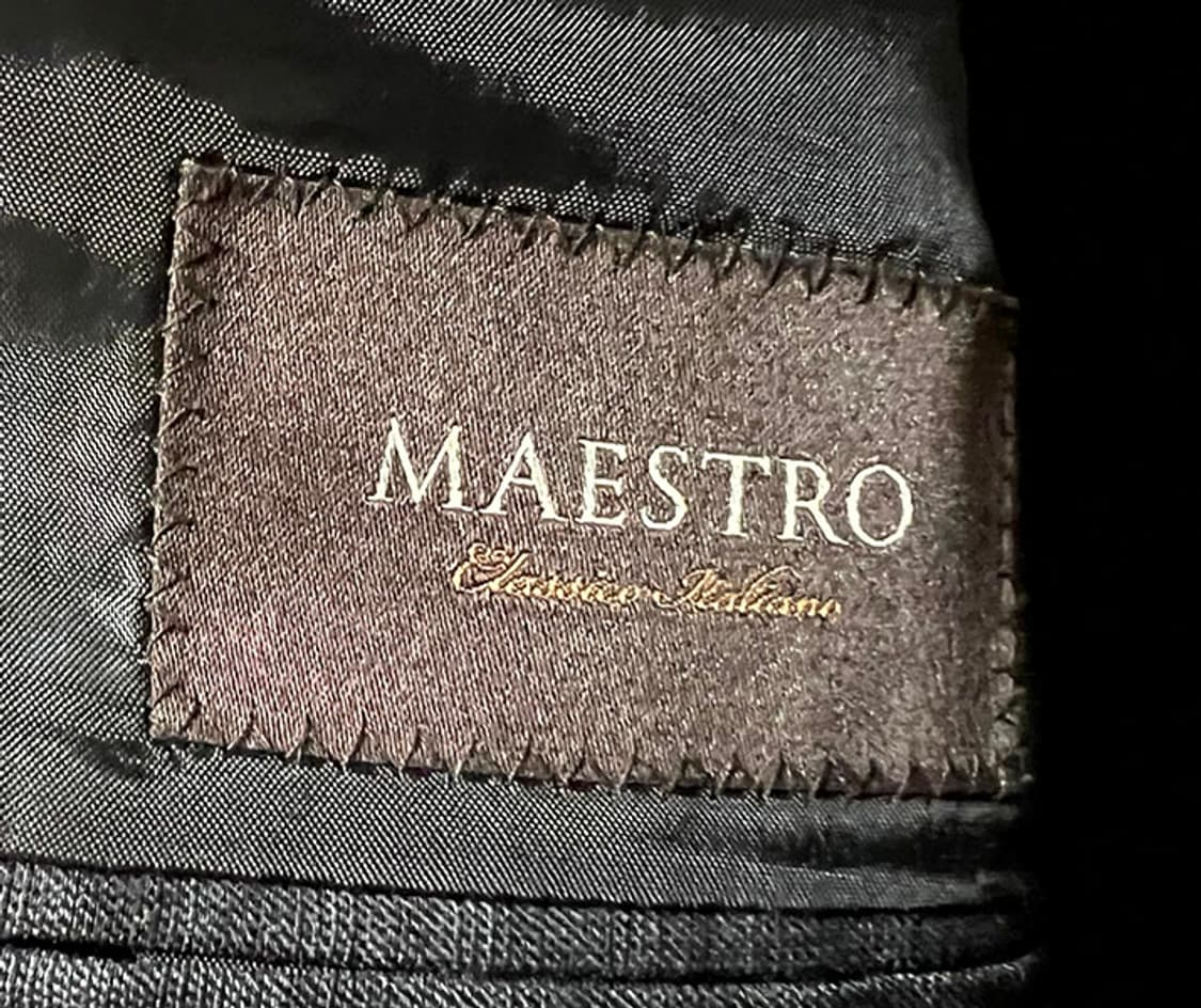 마에스트로 7드랍 그레이 춘추 울실크 체크 투버튼 정장자켓 L 100 상품이미지4