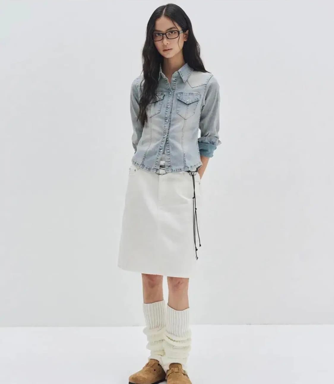 데케트우먼 웨스턴 슬림 데님 셔츠 상품이미지3