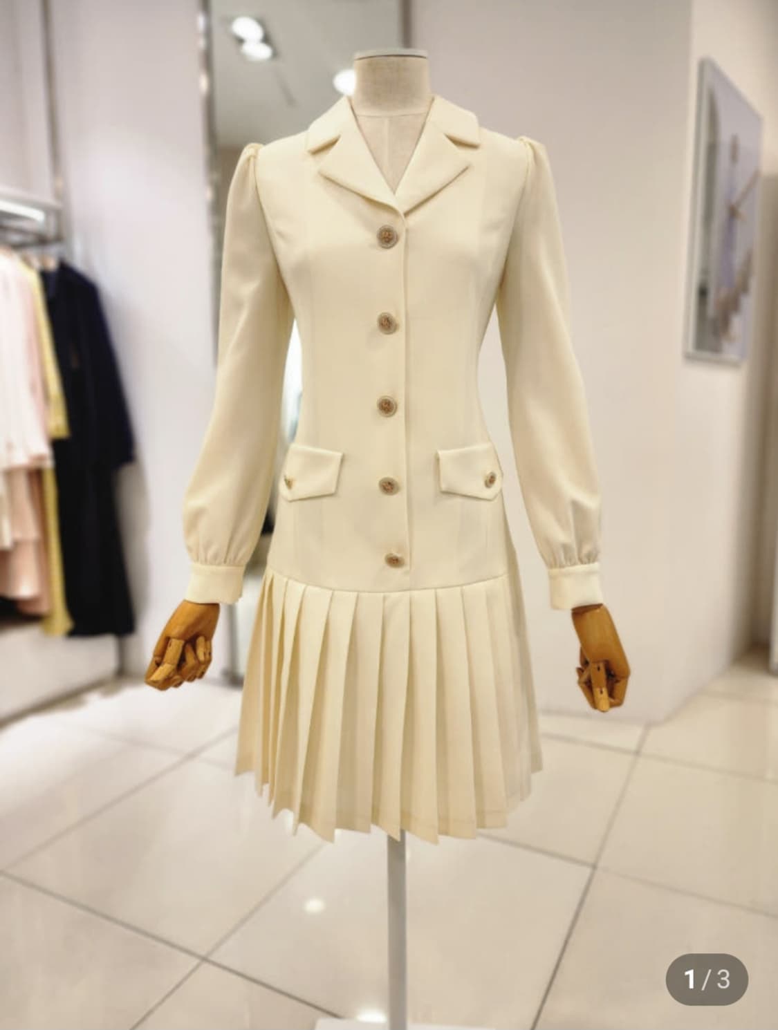 샤틴 밑단플리츠 원피스 66사이즈 상품이미지1