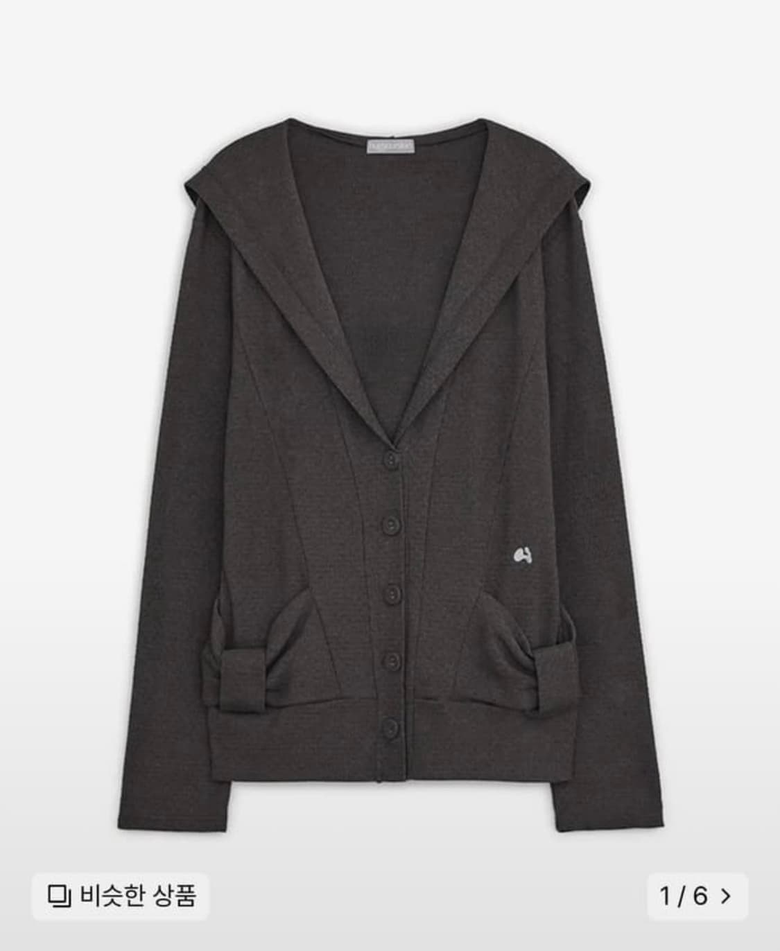 허그유어스킨 후드 리본 가디건 차콜 상품이미지1