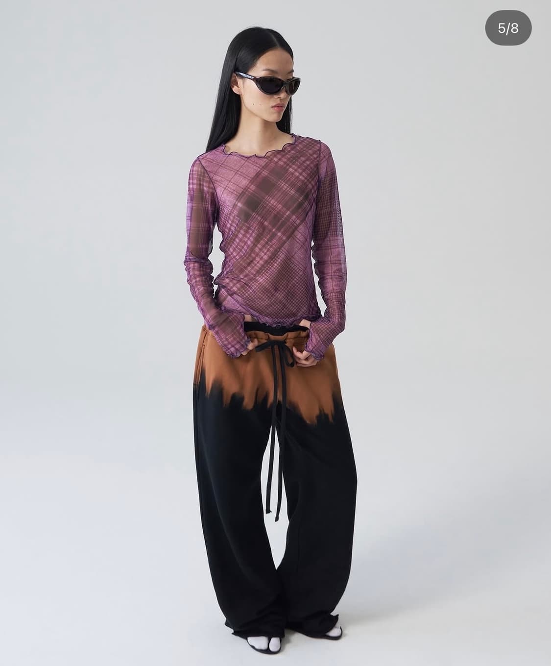 Check Mesh Top_Pink Check 상품이미지2