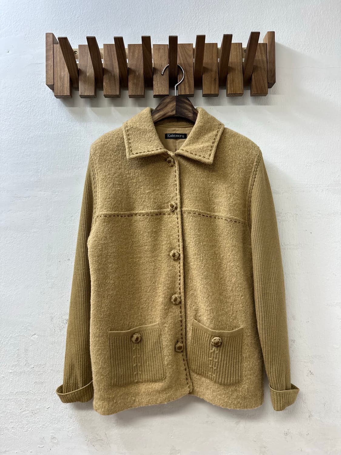 일본빈티지 울 니트 칼라 코트 자켓 상품이미지1