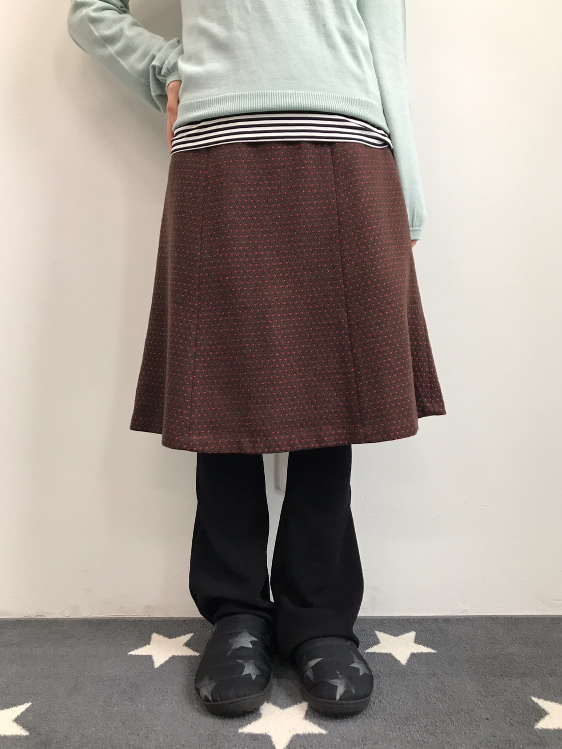 Fairy Brown Wool Dotted Midi Skirts 상품이미지2