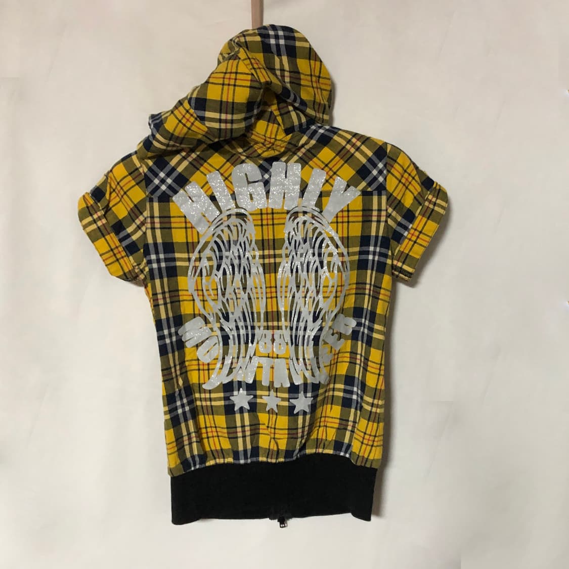 날개 레터링 체크 후드 집업 옐로우 상품이미지8