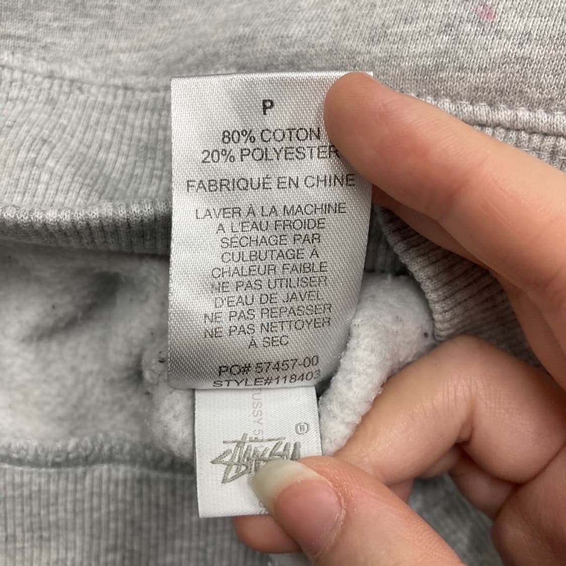 STUSSY 스투시 자수 스팰로고 그레이 스웻 맨투맨 상품이미지5