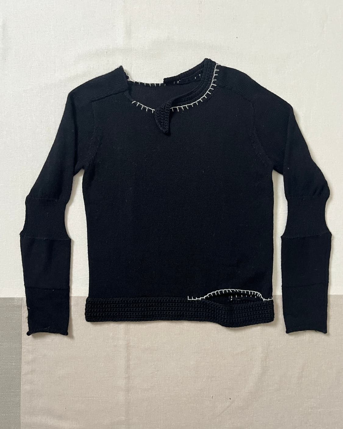 요지야마모토 핸드스티치 비대칭 절개 니트 yohji yamamoto 상품이미지1