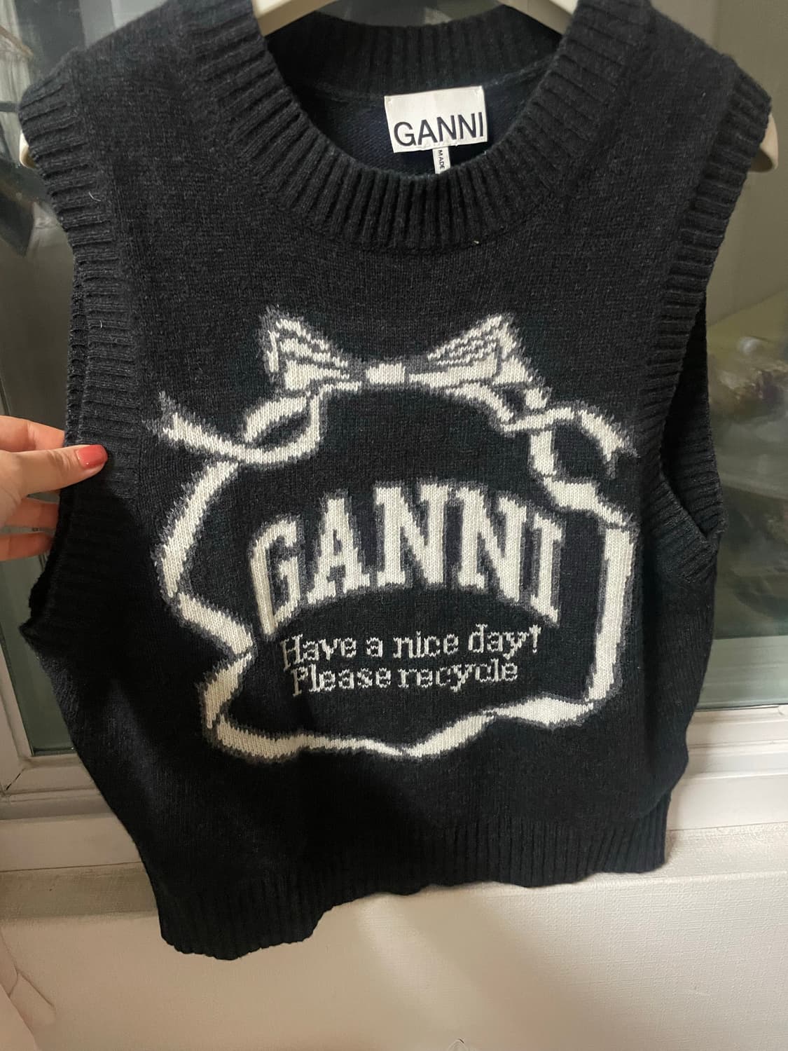 급처 오늘하루만) 가니 Ganni 그래픽 니트 베스트 블랙(정품) 상품이미지7