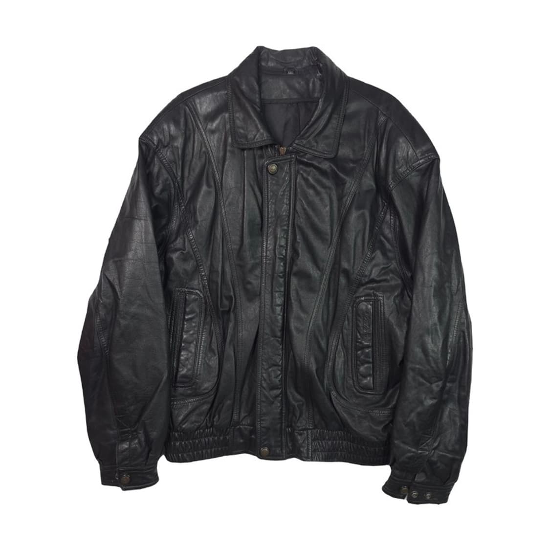 Vintage 오버핏 블랙 리얼 레더 블루종 XXL 상품이미지1