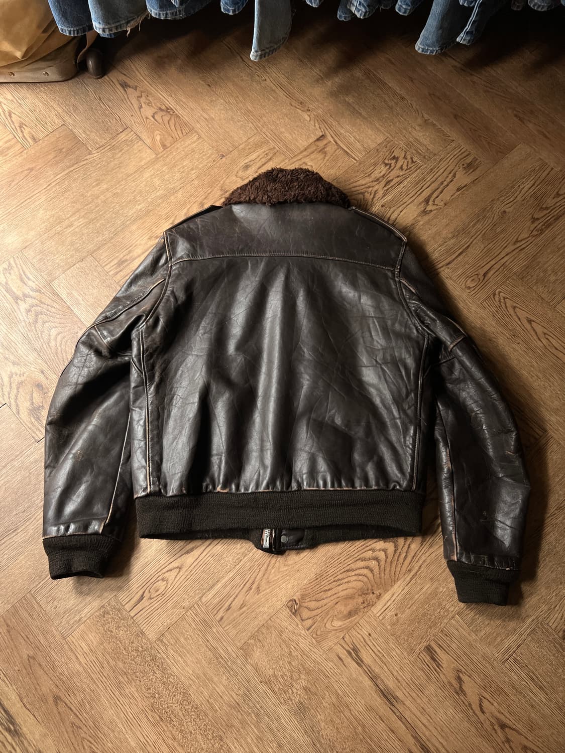 [L]7~80s USA 빈티지 쉐르파 라이닝 리얼레더 G-1 플라이트자켓 상품이미지9