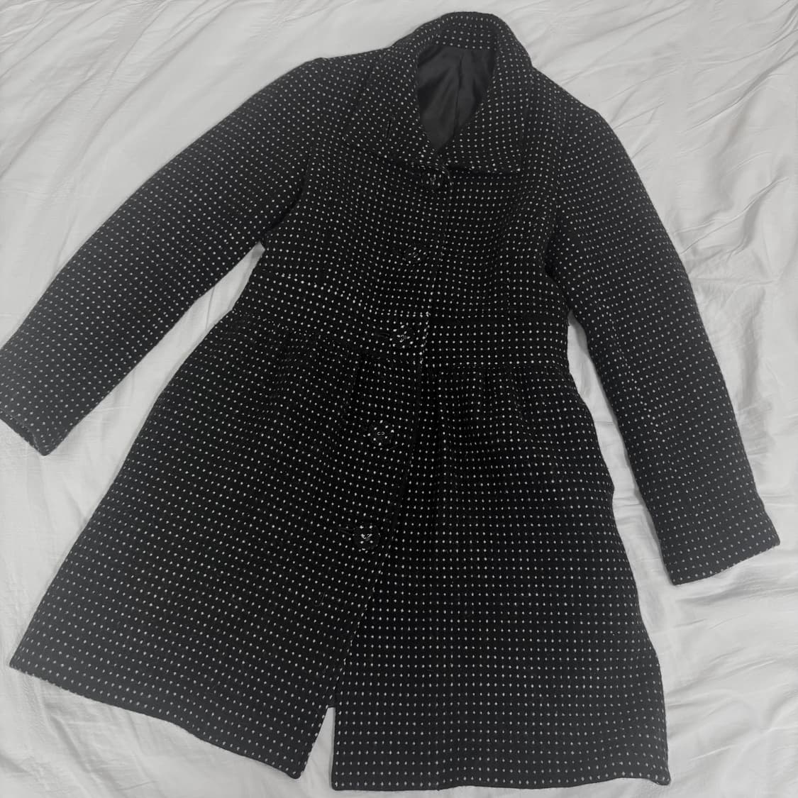 블랙앤화이트 도트 폴카 빈티지 코트 상품이미지1