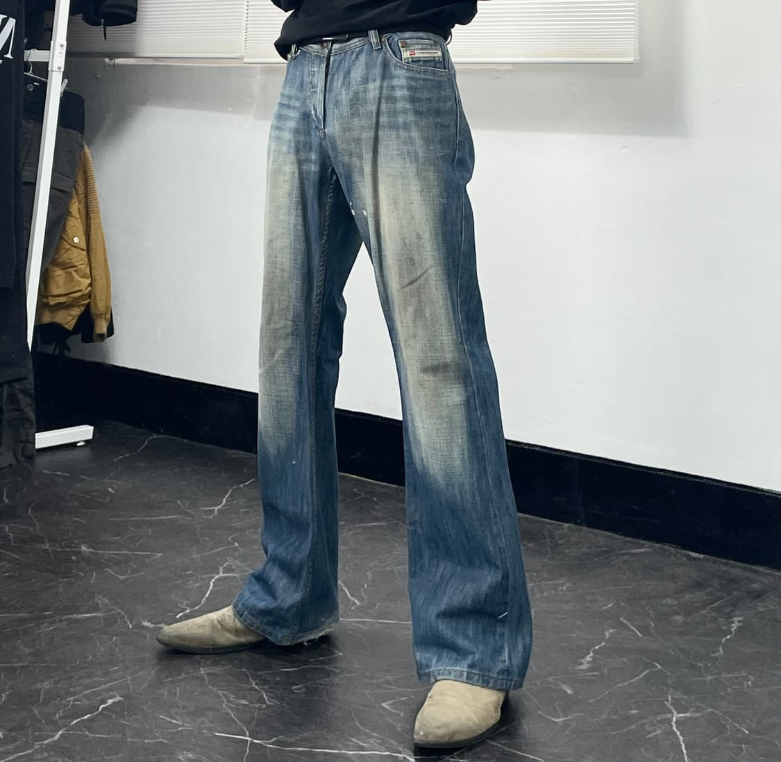 32in 디젤 워시드 부츠컷 와이드 데님 팬츠 상품이미지1