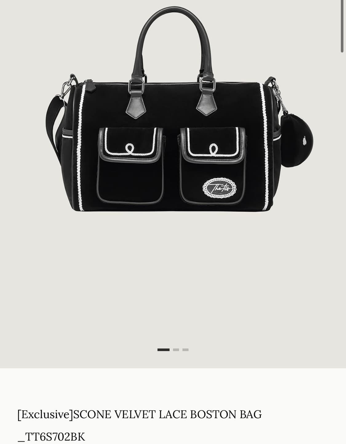 더티스 스콘 벨벳 레이스 보스턴백 블랙 상품이미지1