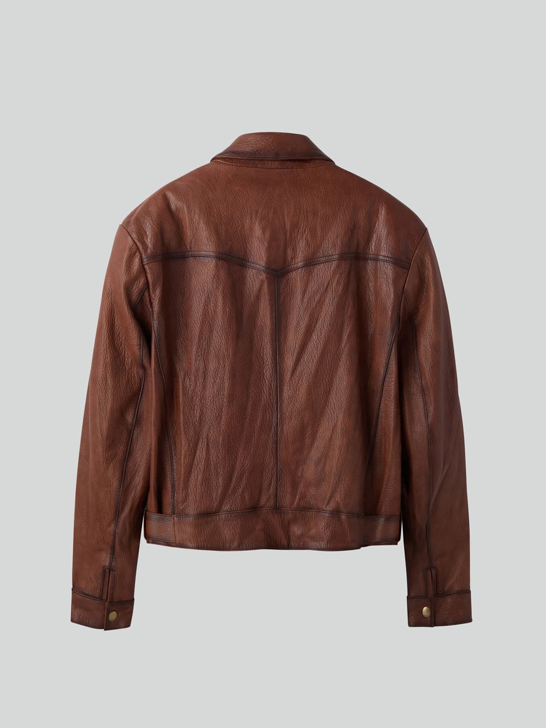 [새상품] 렉토 26SS 빈티지 이펙트 레더 바이커 점퍼 자켓 꼬냑 상품이미지2