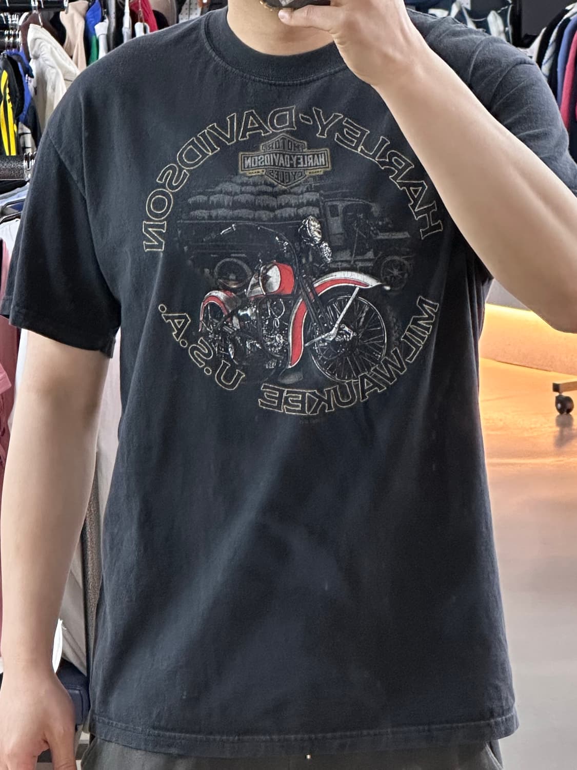 Harley-Davidson Milwaukee USA 프린팅 반팔 티셔츠 상품이미지1