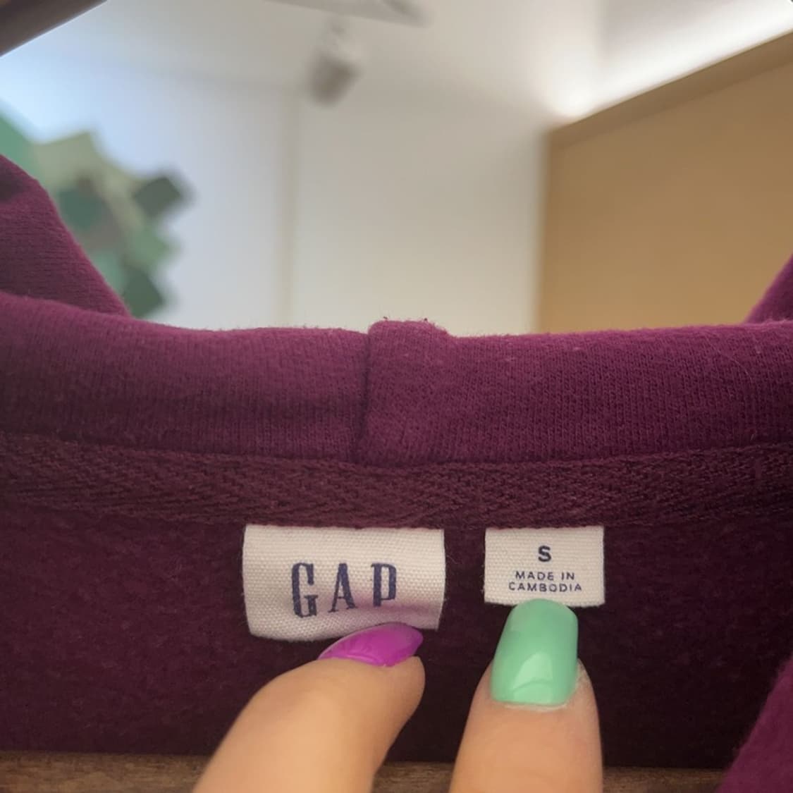 갭 GAP 레트로 Y2K 빅로고 버건디 기모 후드 집업 S C07300 상품이미지5