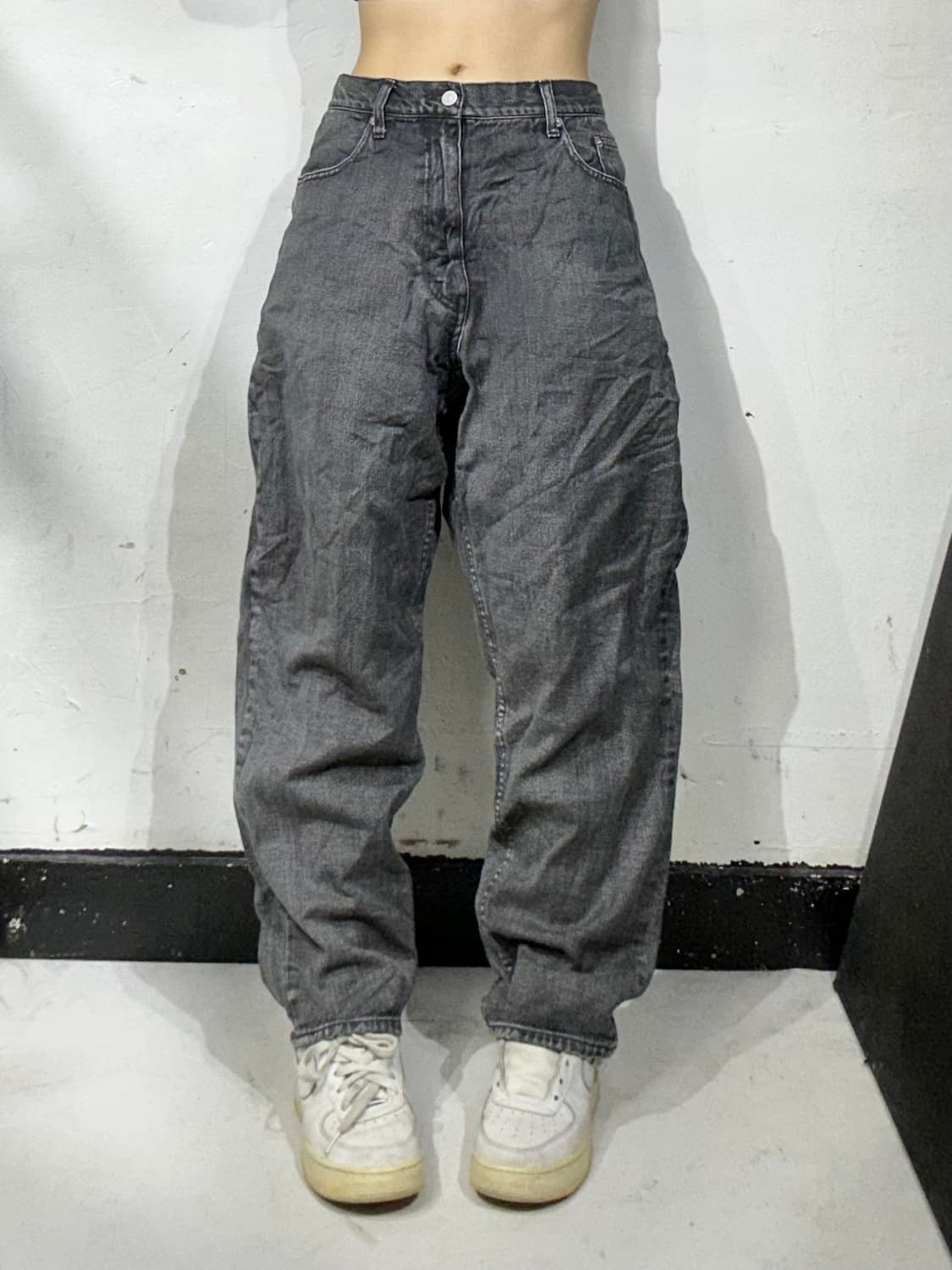 빔즈 흑청 와이드 조거 데님 팬츠 청바지 L 상품이미지2