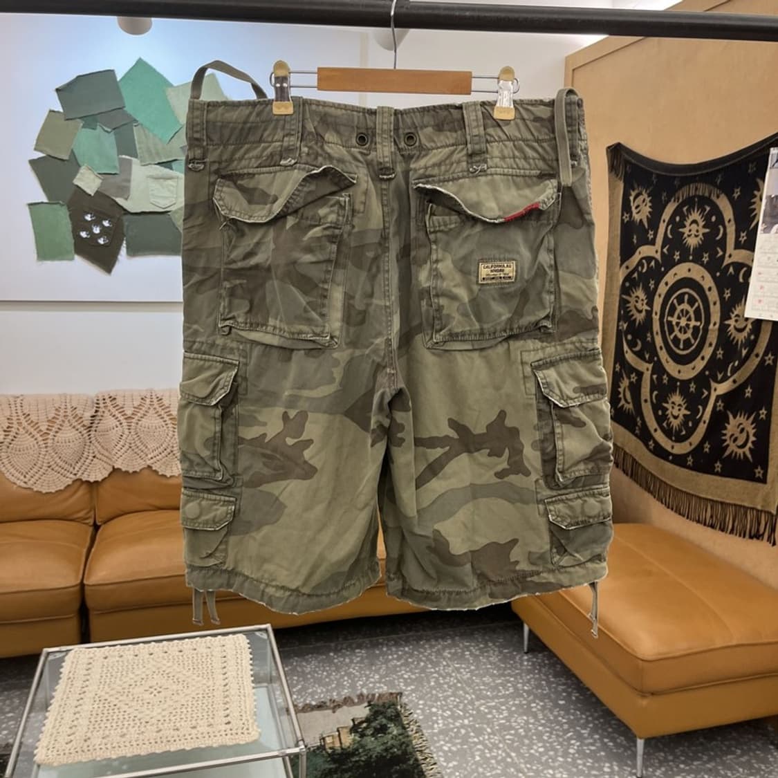후아유 빈티지 밀리터리 카모플라주 카고 반바지 XL C12249 상품이미지4