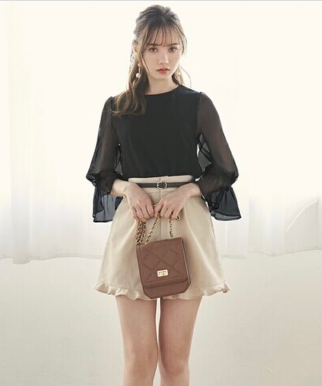 grl 블랙 프릴 쉬폰 블라우스 /스나계 오피스룩 하객룩 양산형 양지뢰 상품이미지2