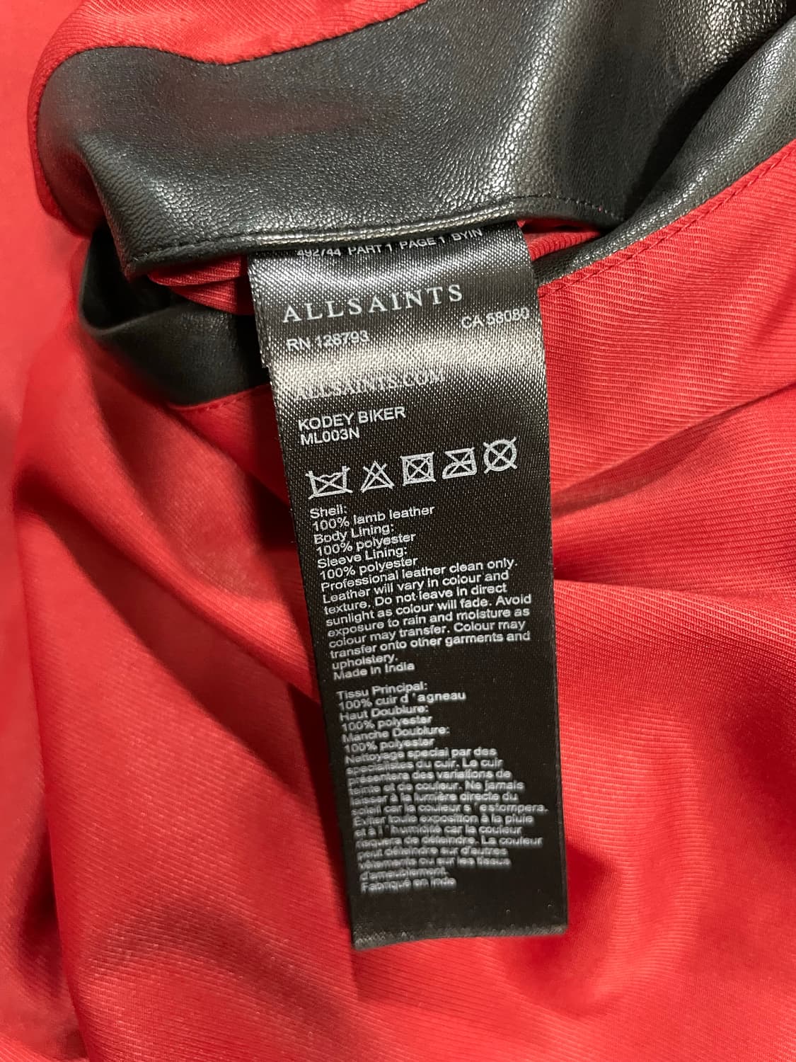 올세인츠 램스킨 라이더재킷 상품이미지9