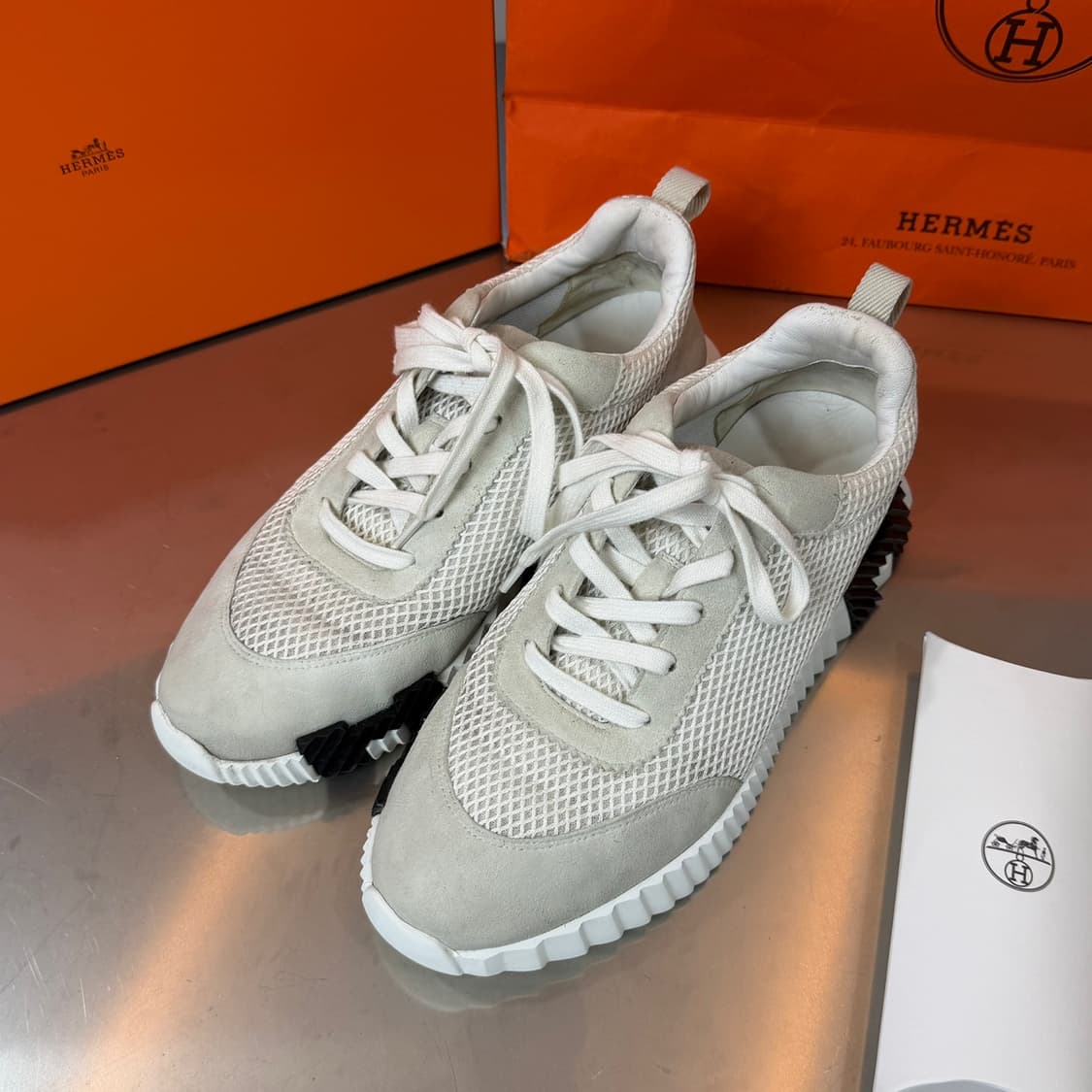 [리오브] 에르메스 바운싱 블랑 그래픽 메쉬 스웨이드 스니커즈 상품이미지2