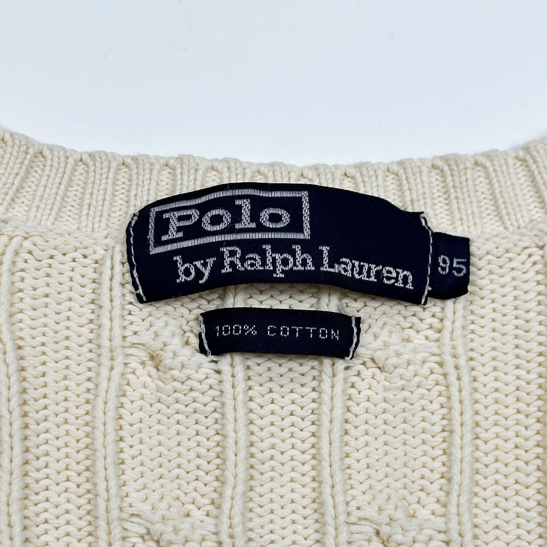 폴로 랄프로렌 올드 아카이브 브이넥 케이블 니트 M 상품이미지6