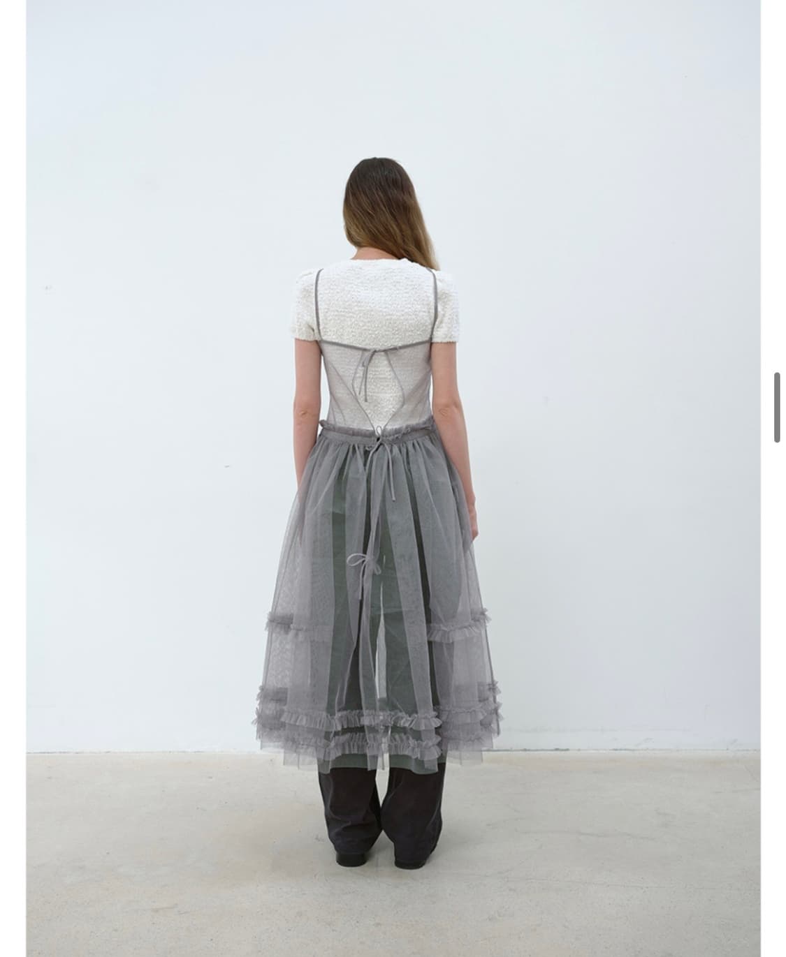 아옵트 쉬어 프릴 레이어드 원피스_그레이 상품이미지3
