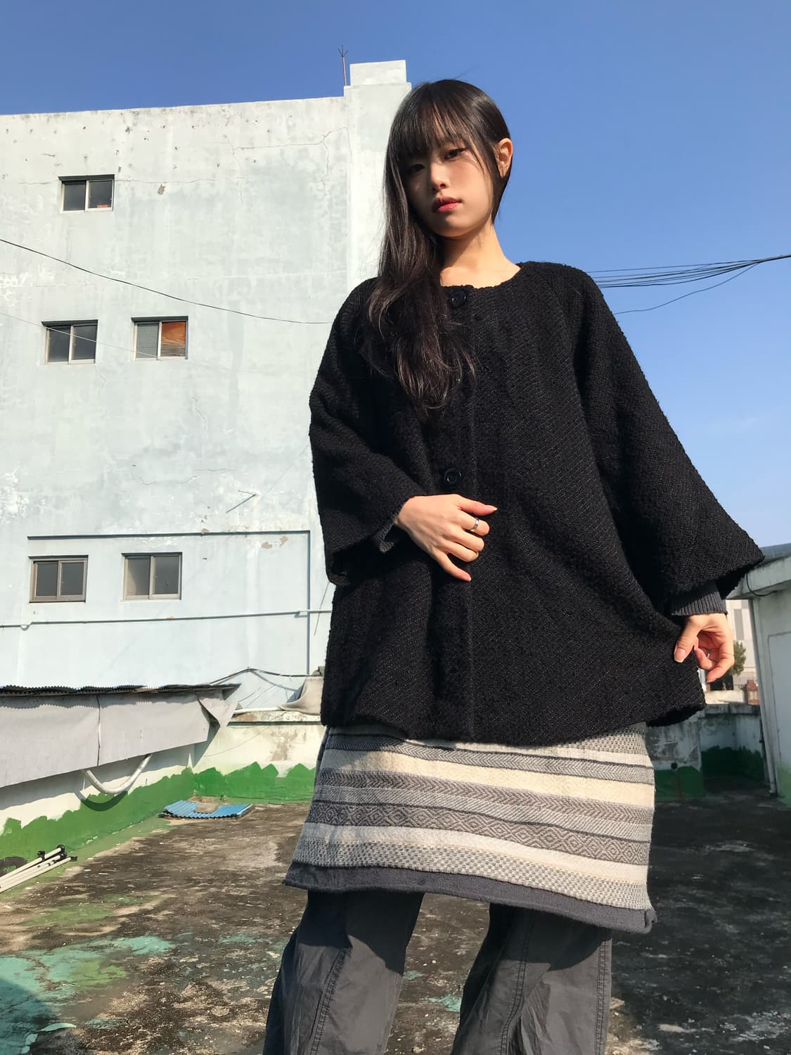 트위드 블랙 코트 상품이미지2