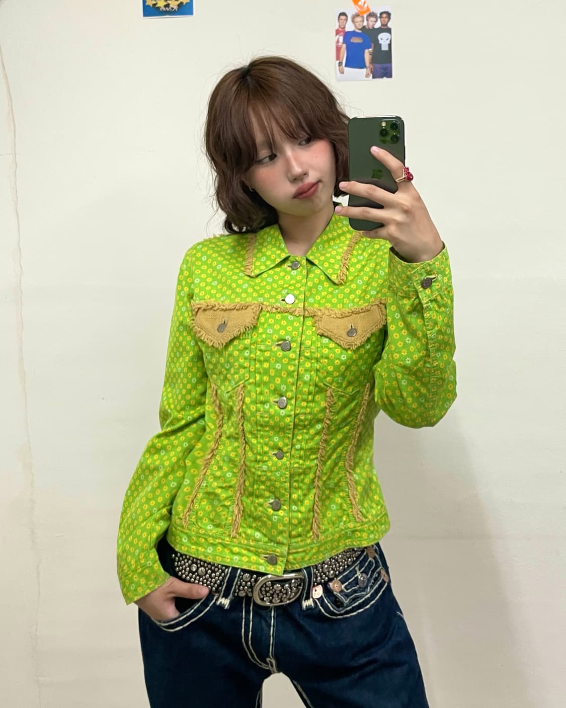 Betty Blue Flower Green Fringe Jacket 상품이미지1