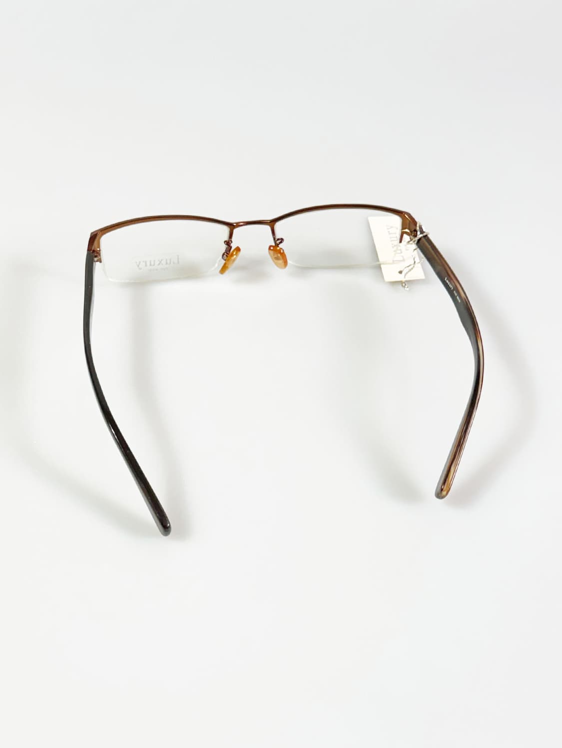 LUXURY EYEWEAR 브라운 반무테 스퀘어 메탈 빈티지 안경 상품이미지5