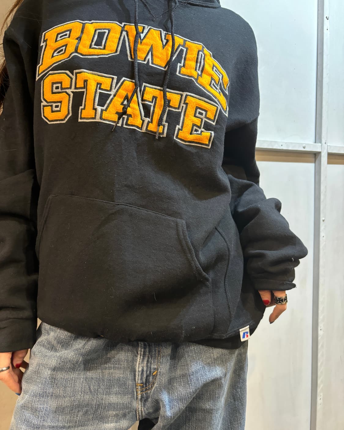 90s RUSSELL black Hoodie 상품이미지3