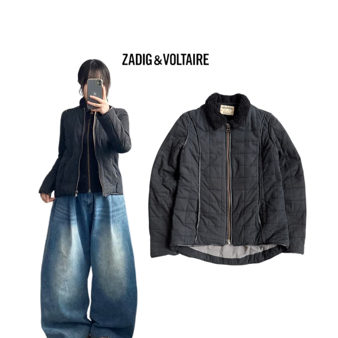 쟈딕앤볼테르 퀼팅 더플지퍼 퍼 자켓 상품이미지1