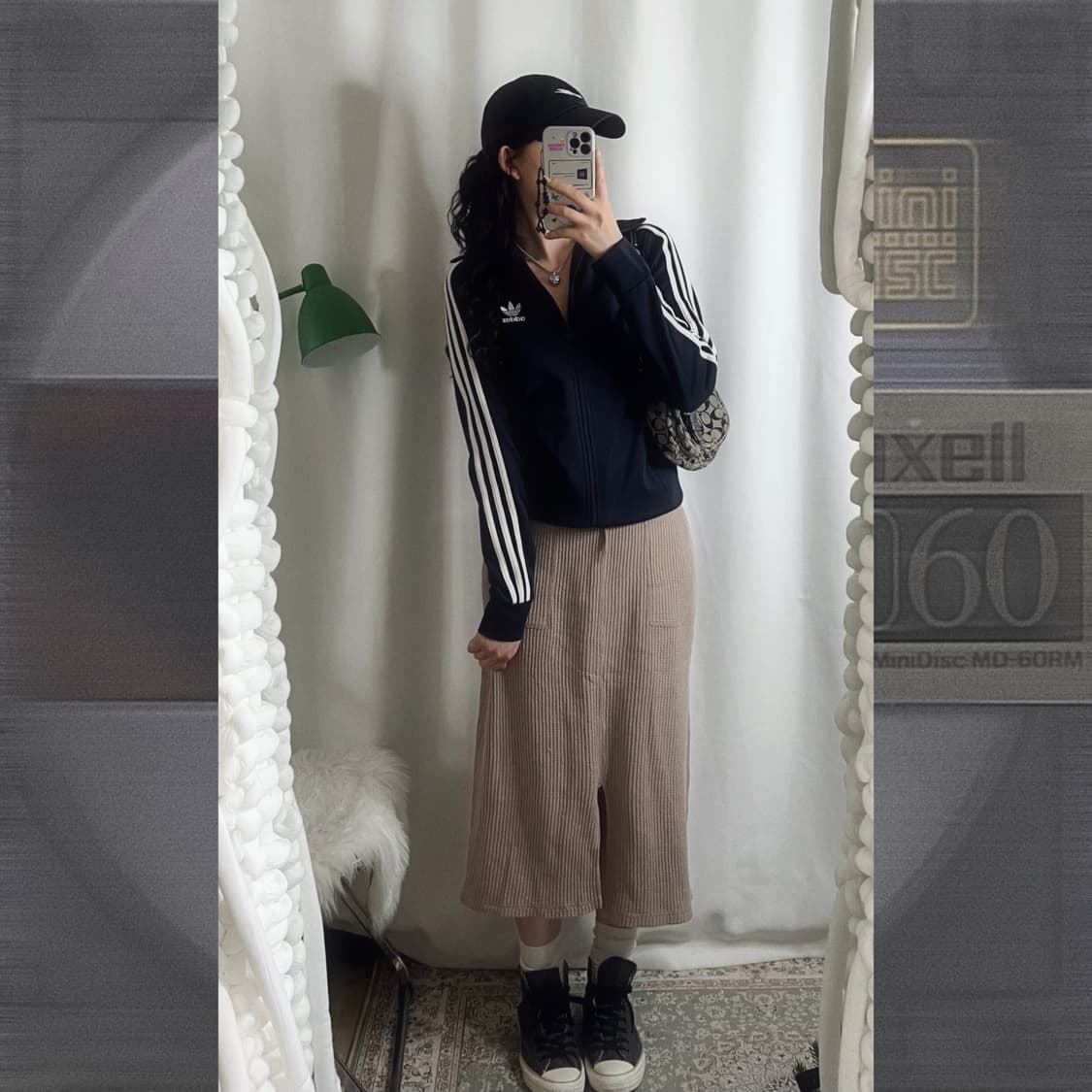 베이지 와플 롱 스커트 상품이미지1