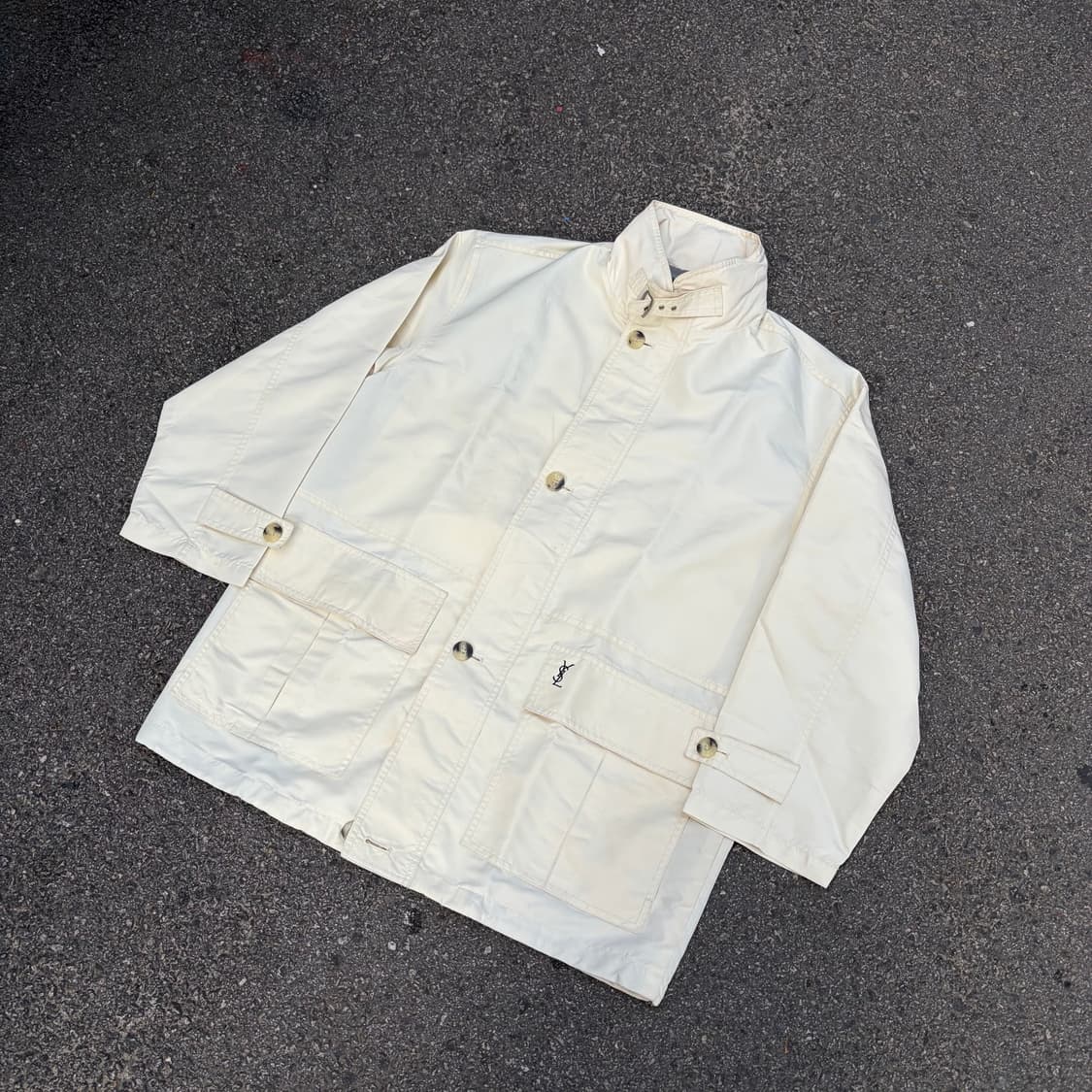 90s YSL 입생로랑 아카이브 하이넥 유틸리티 사파리 자켓 블루종 L 상품이미지3