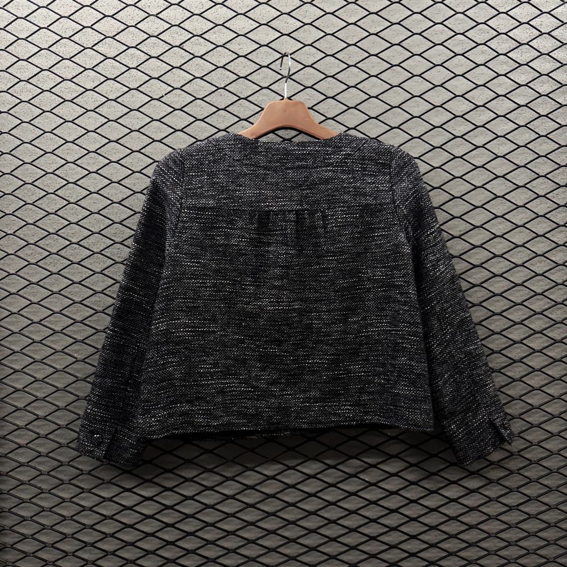 JPN VINTAGE 숏 트위드 집업자켓 이중 플랩 골드톤지퍼 디테일 상품이미지3