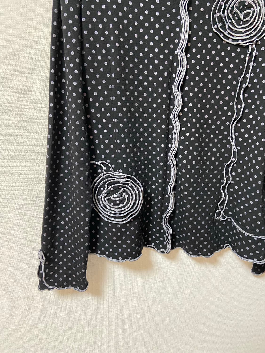 빈티지 도트 레이스 셔링 면티 상품이미지2