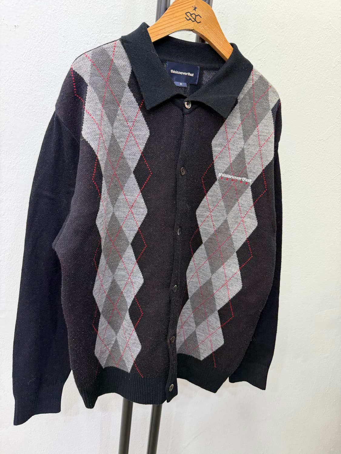 정품) 디스이즈네버댓 아가일 가디건 블랙 M 상품이미지2