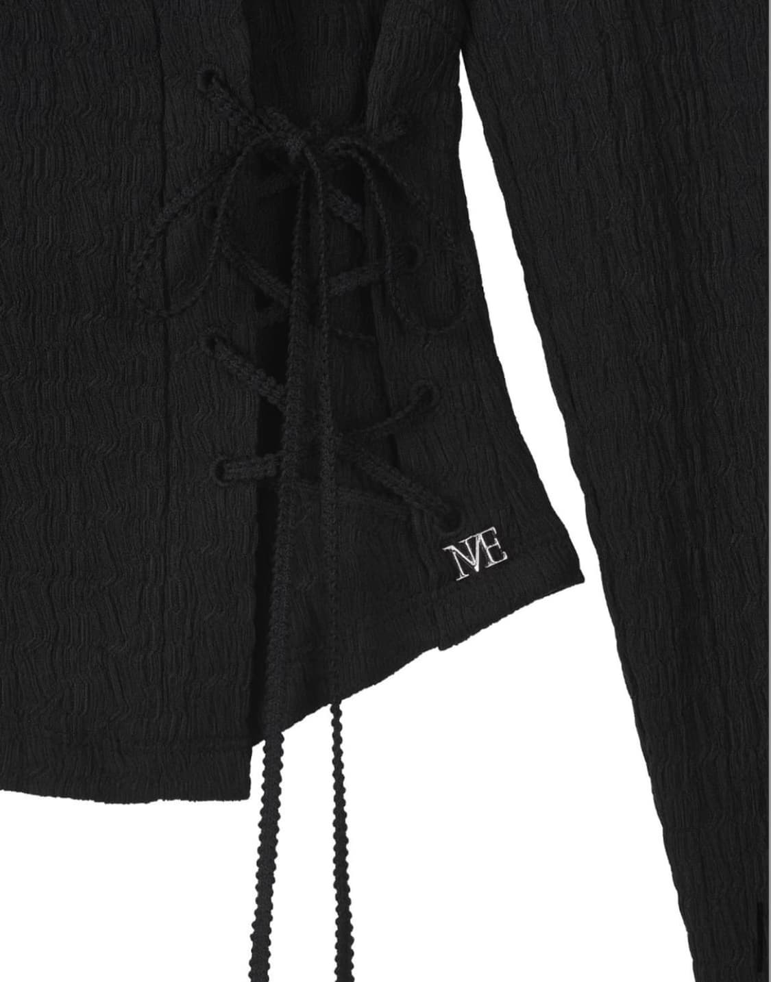 mnem Diamond Neck Corset Hoodie (black) 상품이미지4