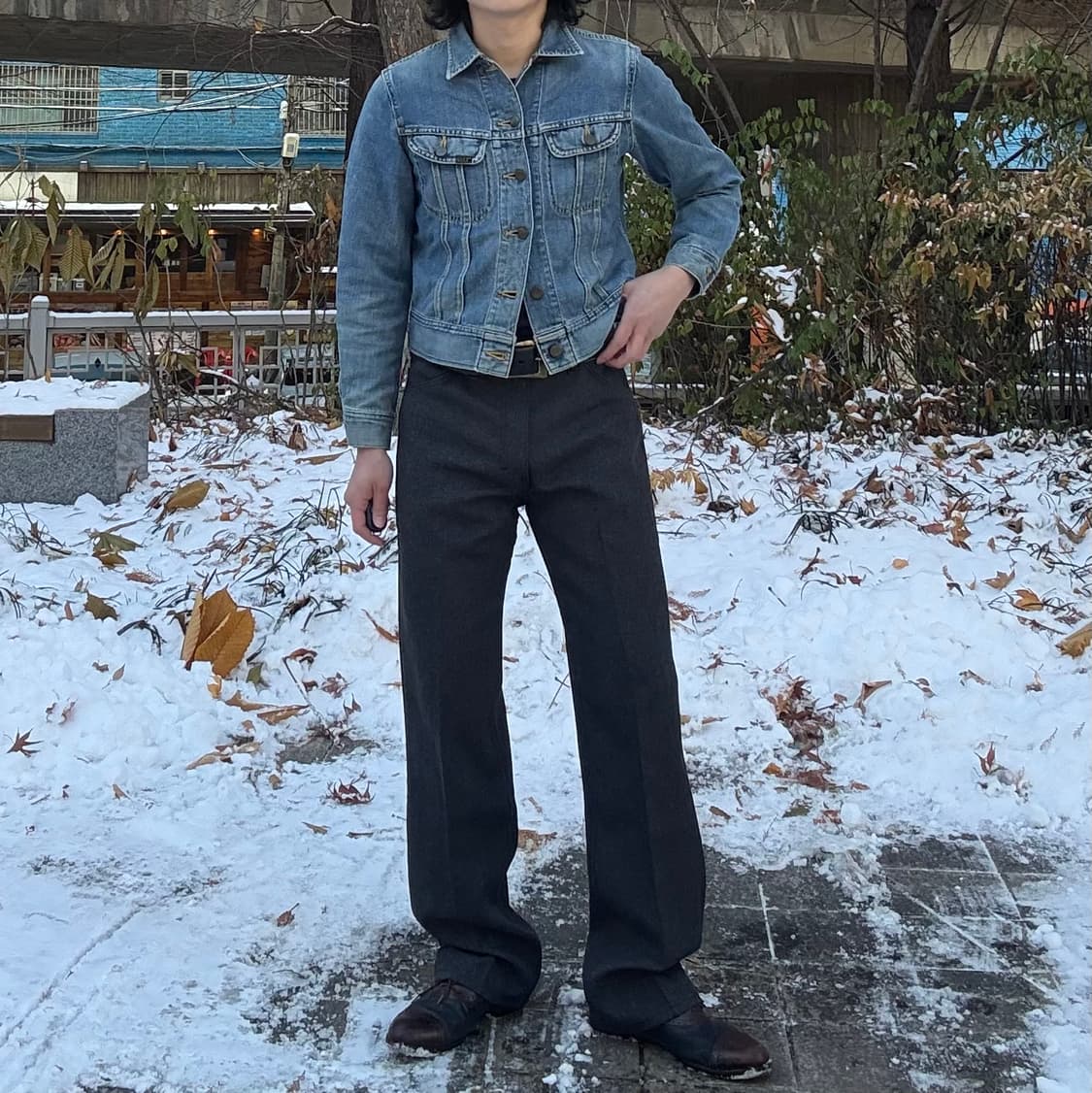 90~00s USA 랭글러 Wrangler 다크 그레이 부츠컷 트라우저 상품이미지1