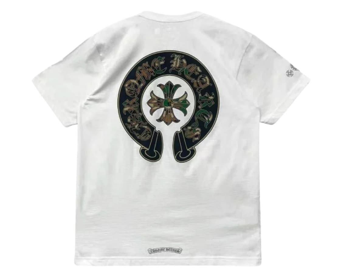 크롬하츠 카모플라쥬 홀스슈 로고 숏슬리브 티셔츠 화이트 상품이미지1