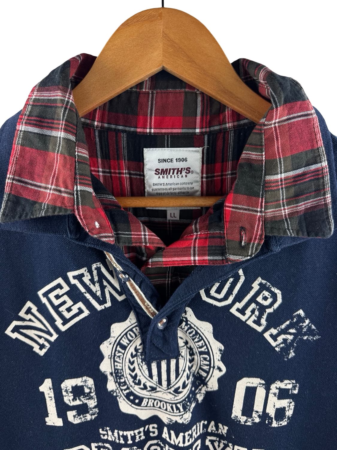 JPN Y2K 체크 레이어드 반팔티3083 상품이미지3