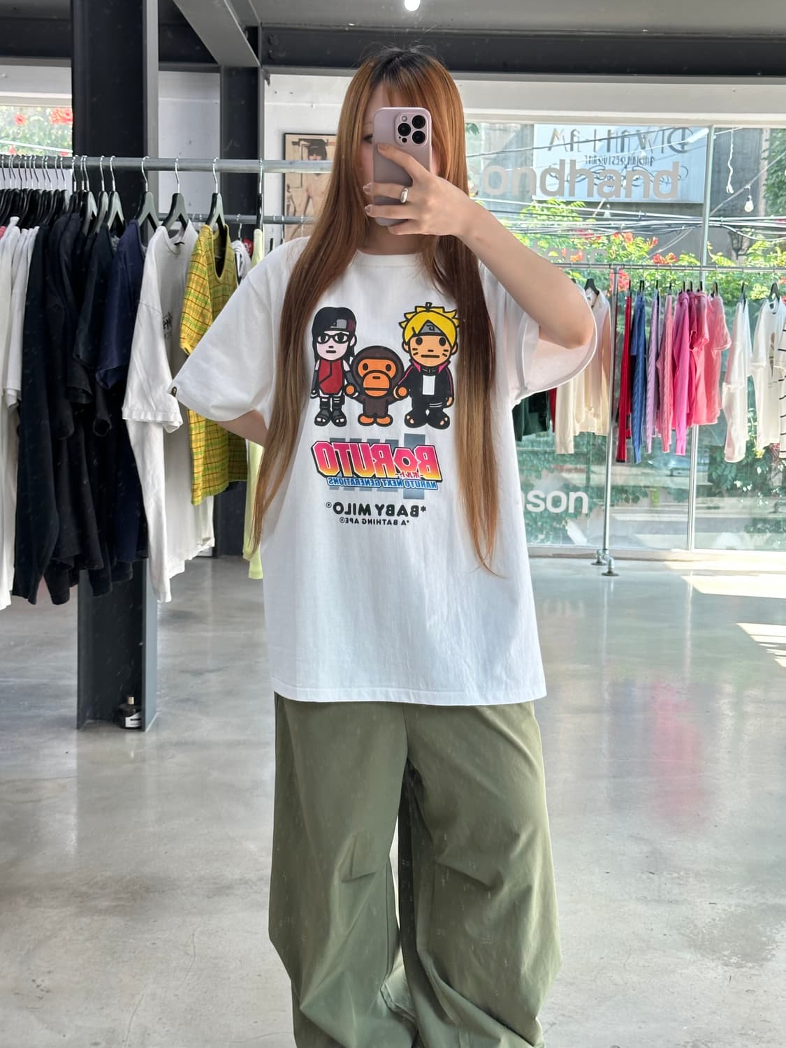 베이프 X 나루토 마일로 보루토 반팔티 화이트 상품이미지3